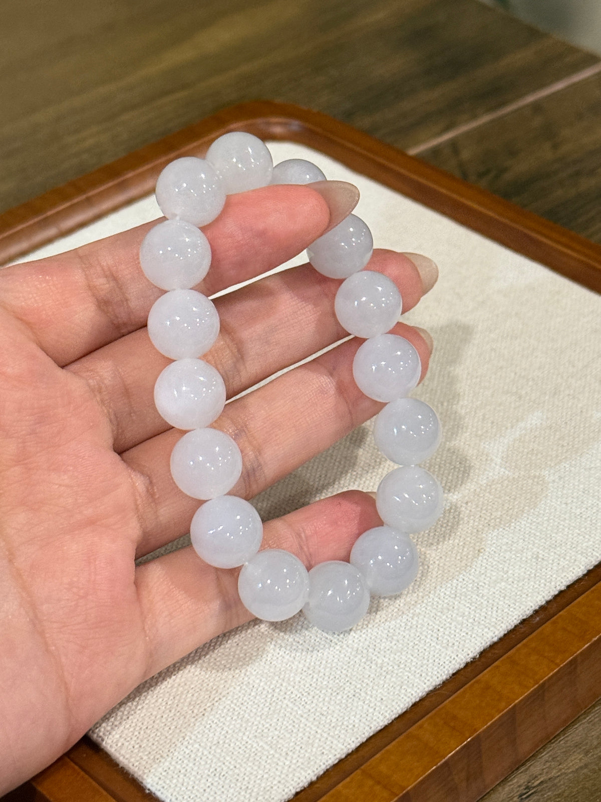 Pale Lavender Jadeite Bead Bracelet | CongCong Jade