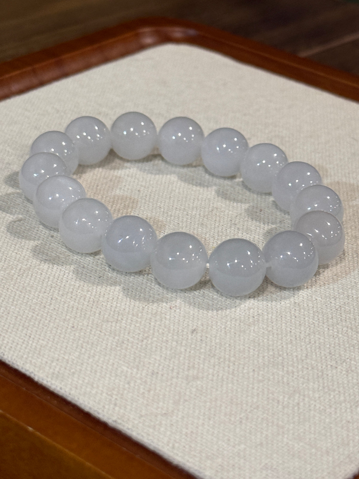 Pale Lavender Jadeite Bead Bracelet | CongCong Jade