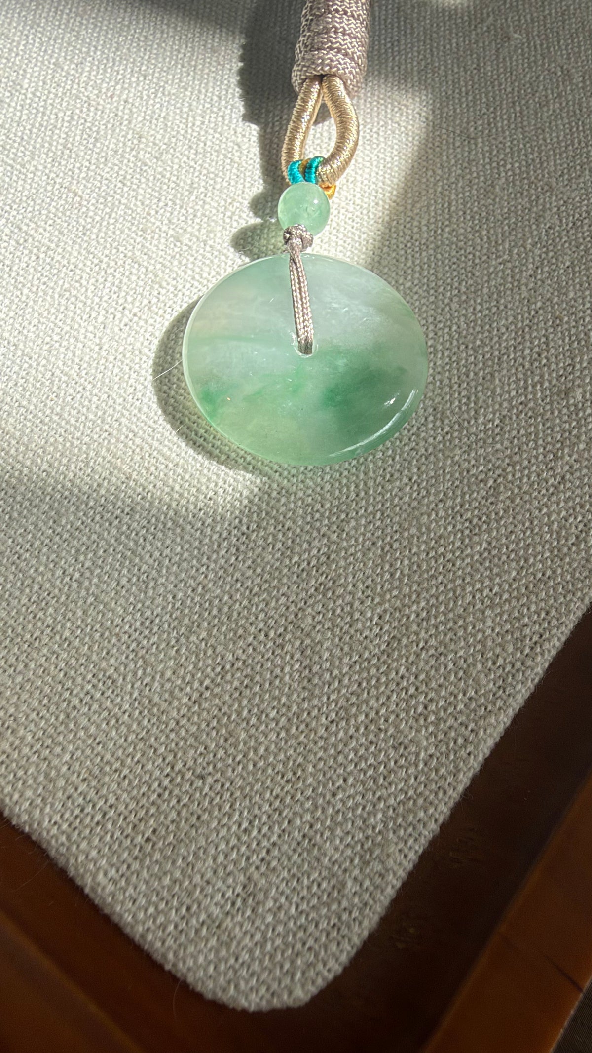 Actual jadeite pendant detail