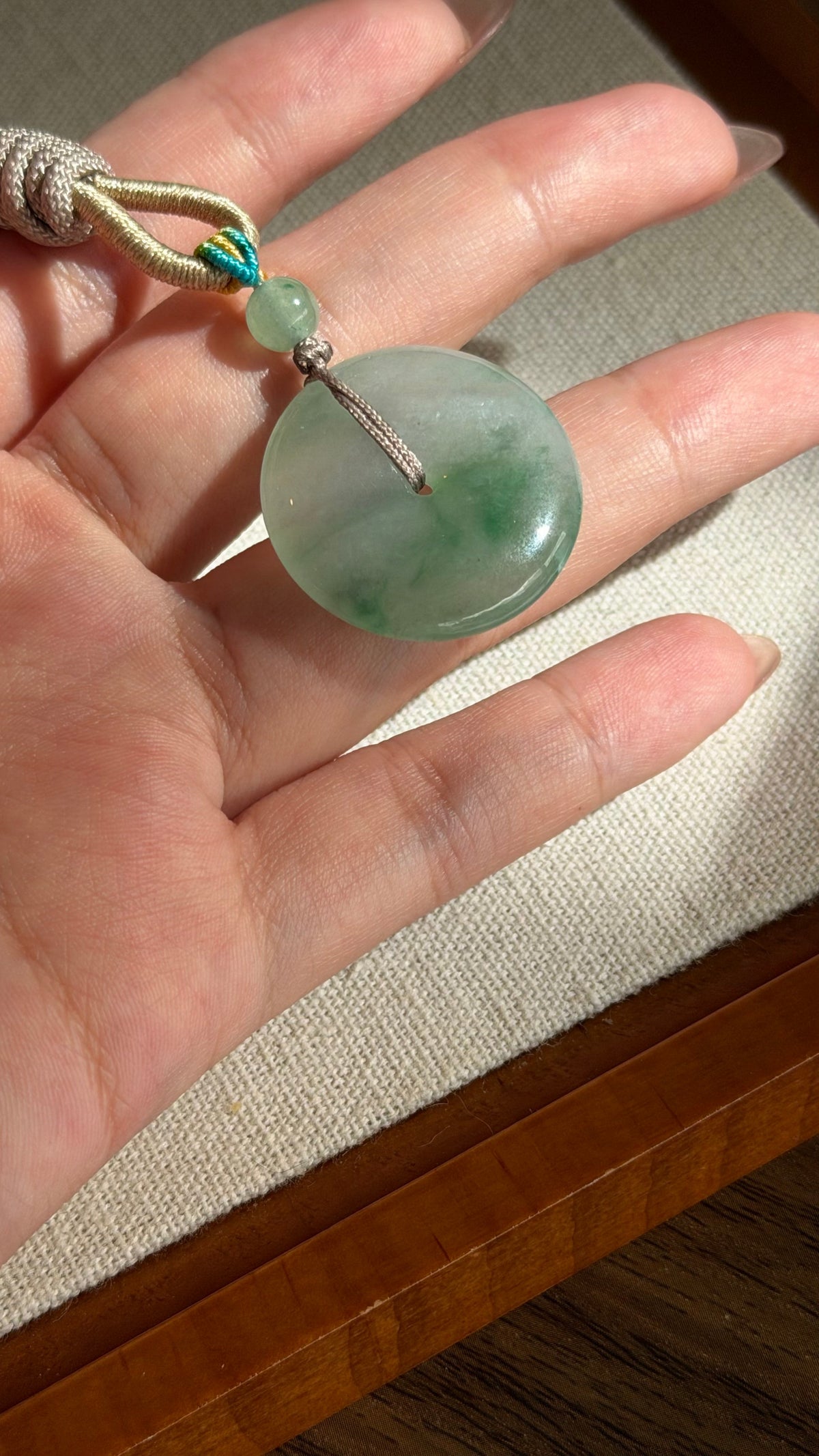 Actual jadeite pendant detail